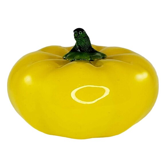 Art Glass Yellow Pumpkin Squash Vegetable Fall Autumn Decor - Picture 4 of 5